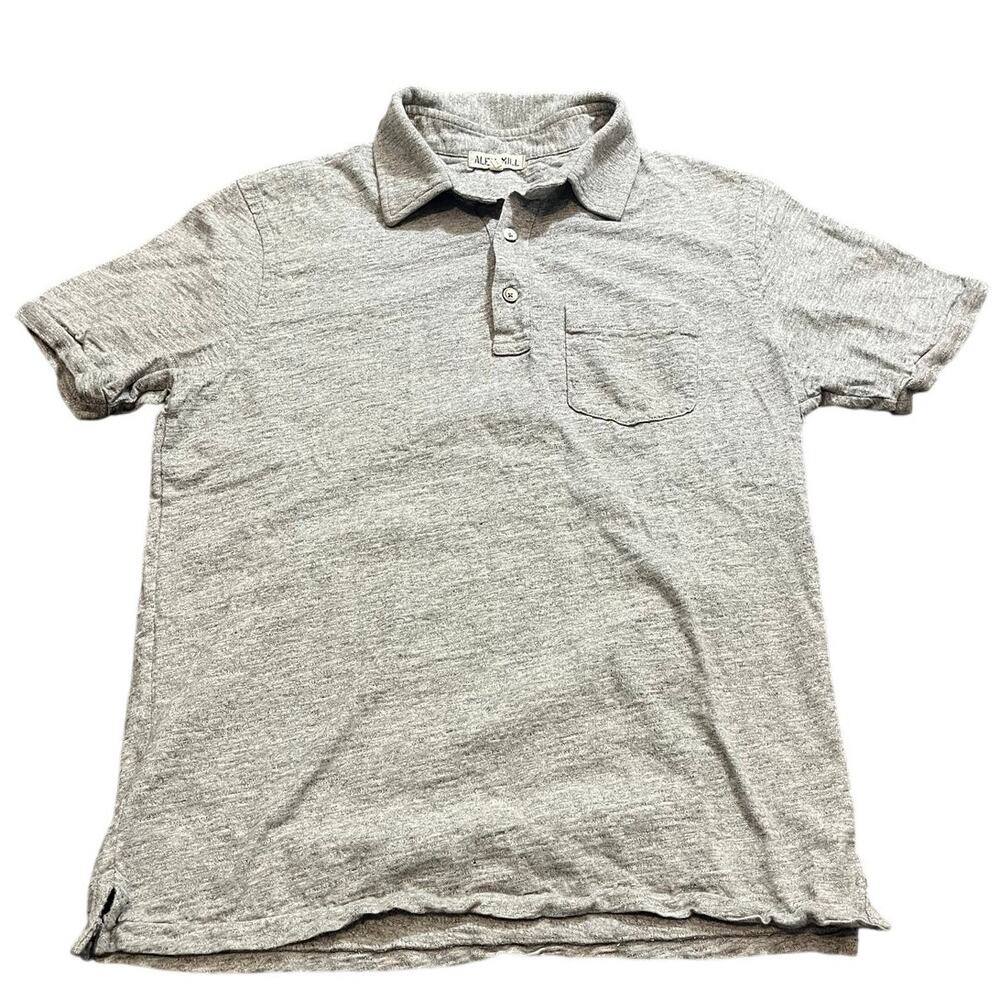 Alex Mill Shirt Men’s Small Polo Gray Short‎ Sleeve Casual Pocket 100% Cotton